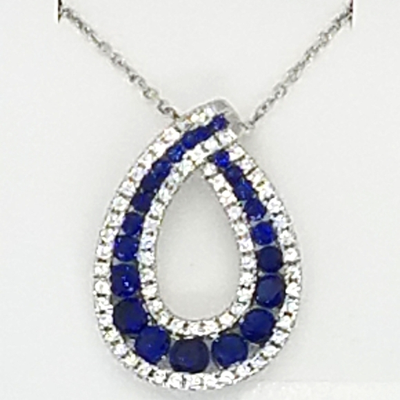 📌 SOLD📌 BLUE SAPPHIRES CUBIC ZIRCONIA PENDANT - Picture 2 of 9